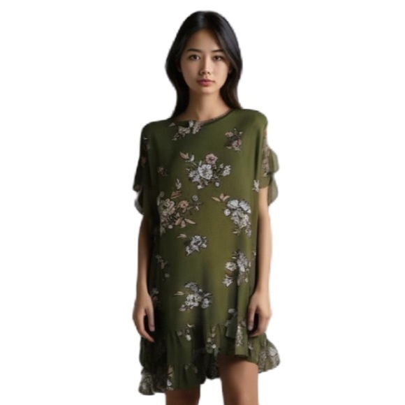 Anthropologie‎ Uncle Frank Floral Ruffled Dress Size Large - Picture 1 of 15